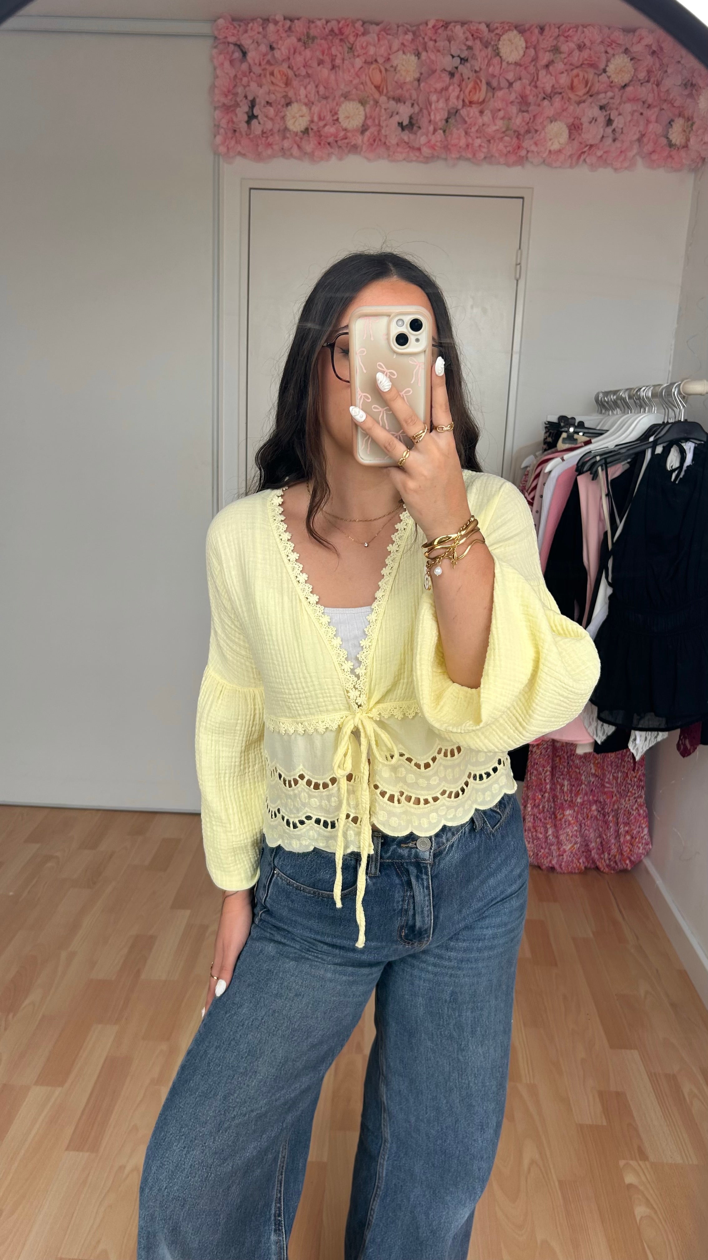 Blouse brodée Lila Jaune