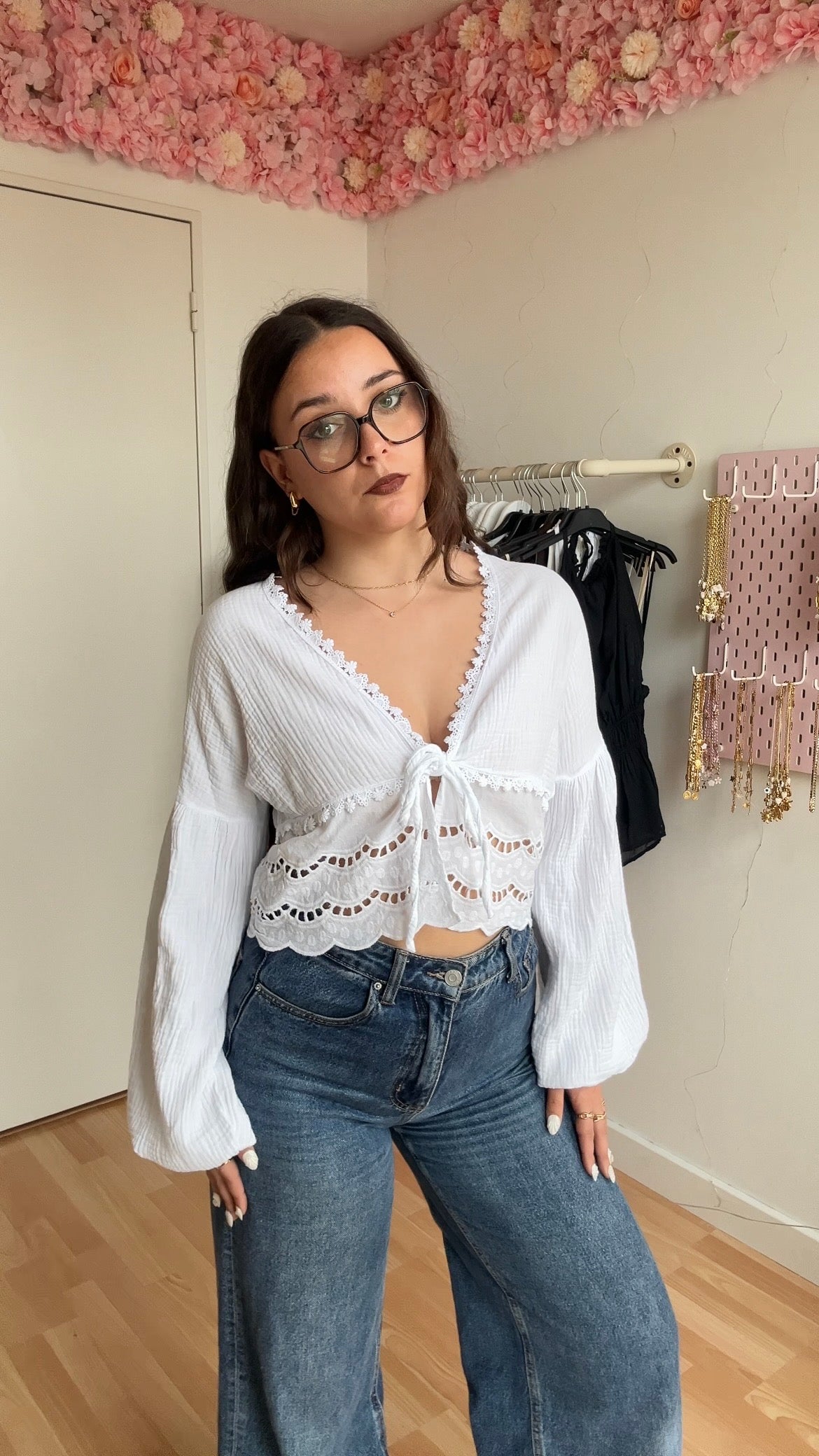 Blouse brodée Lila Blanche