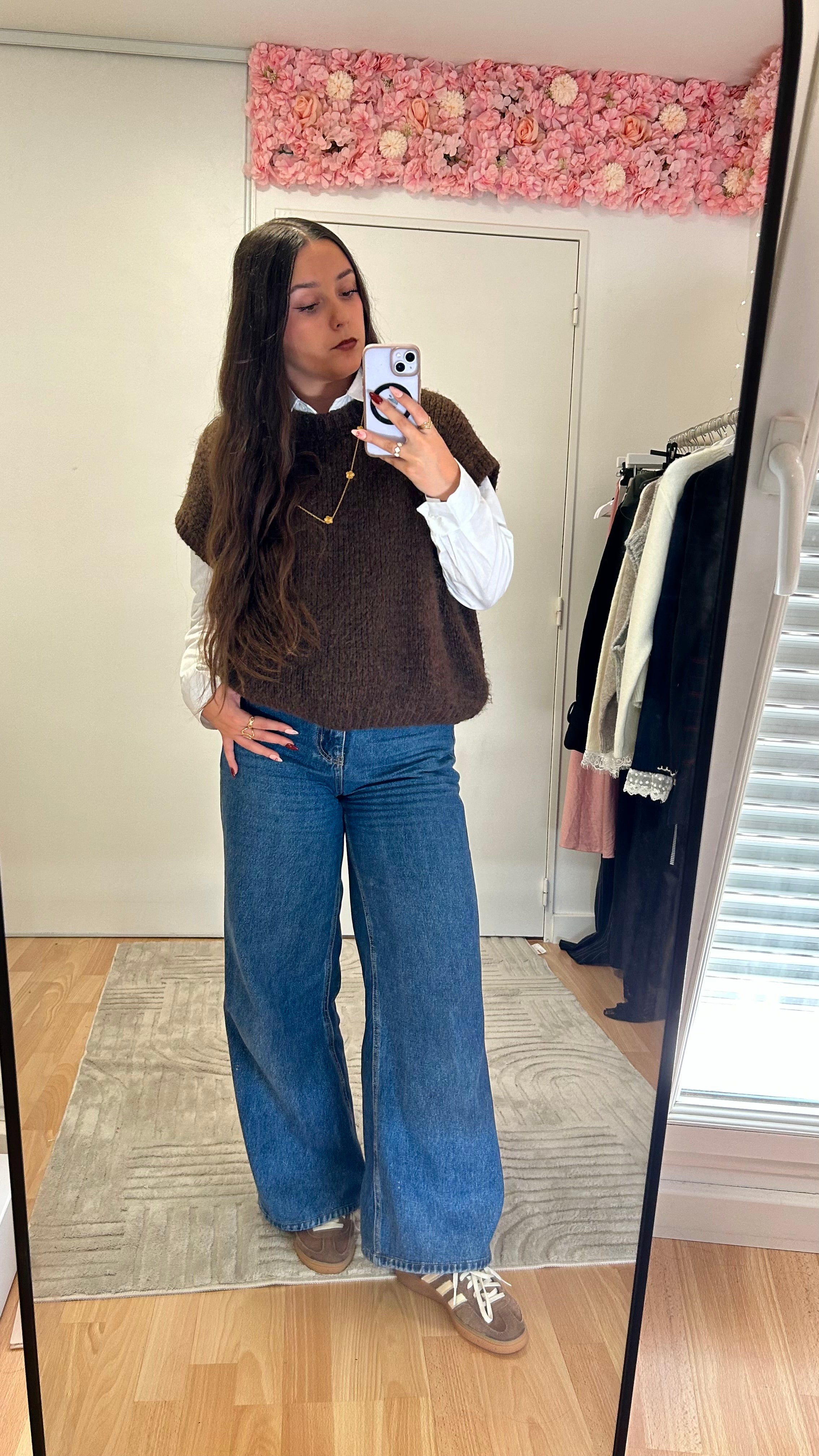 Pull sans manches Manon Marron