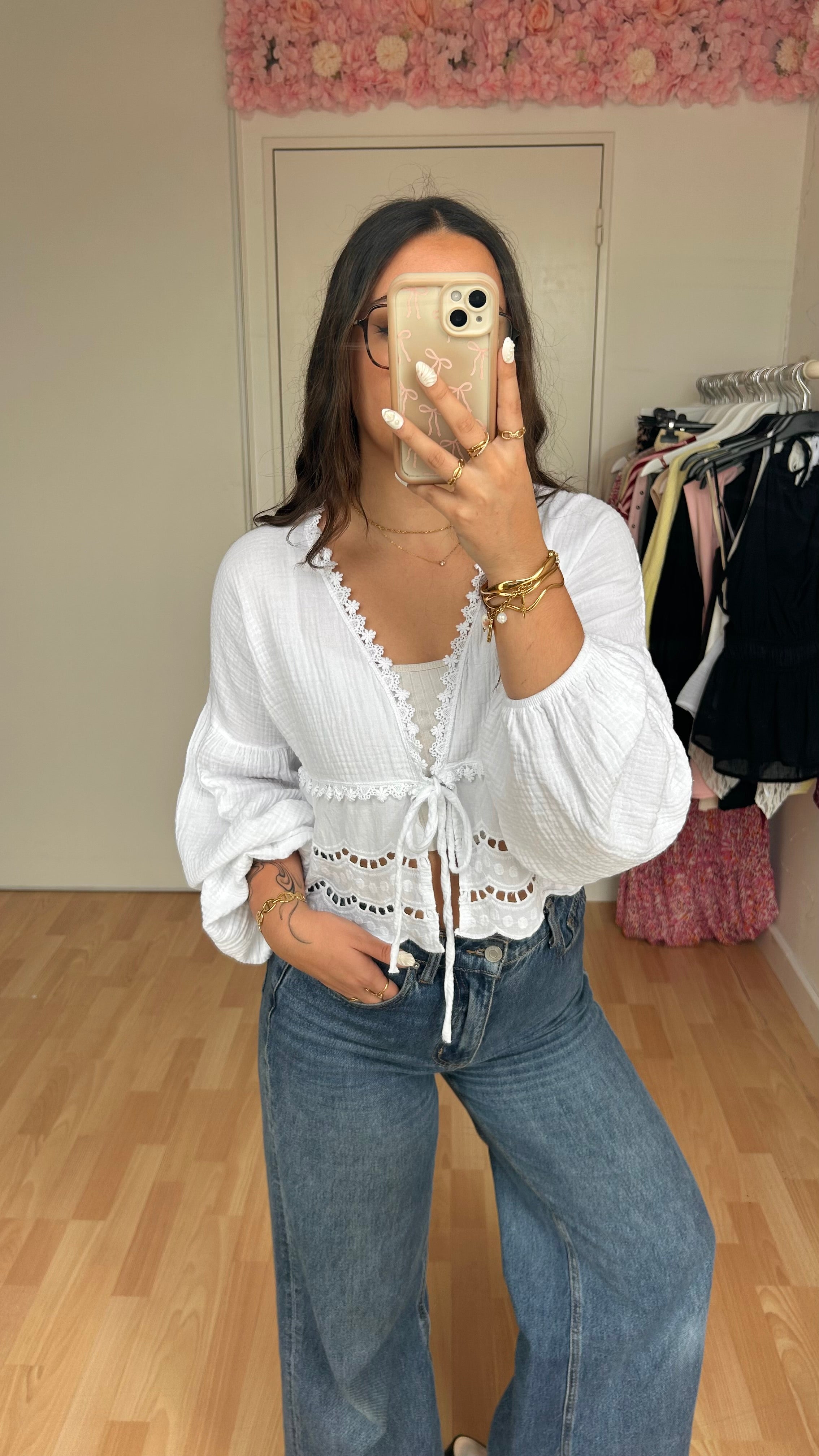 Blouse brodée Lila Blanche