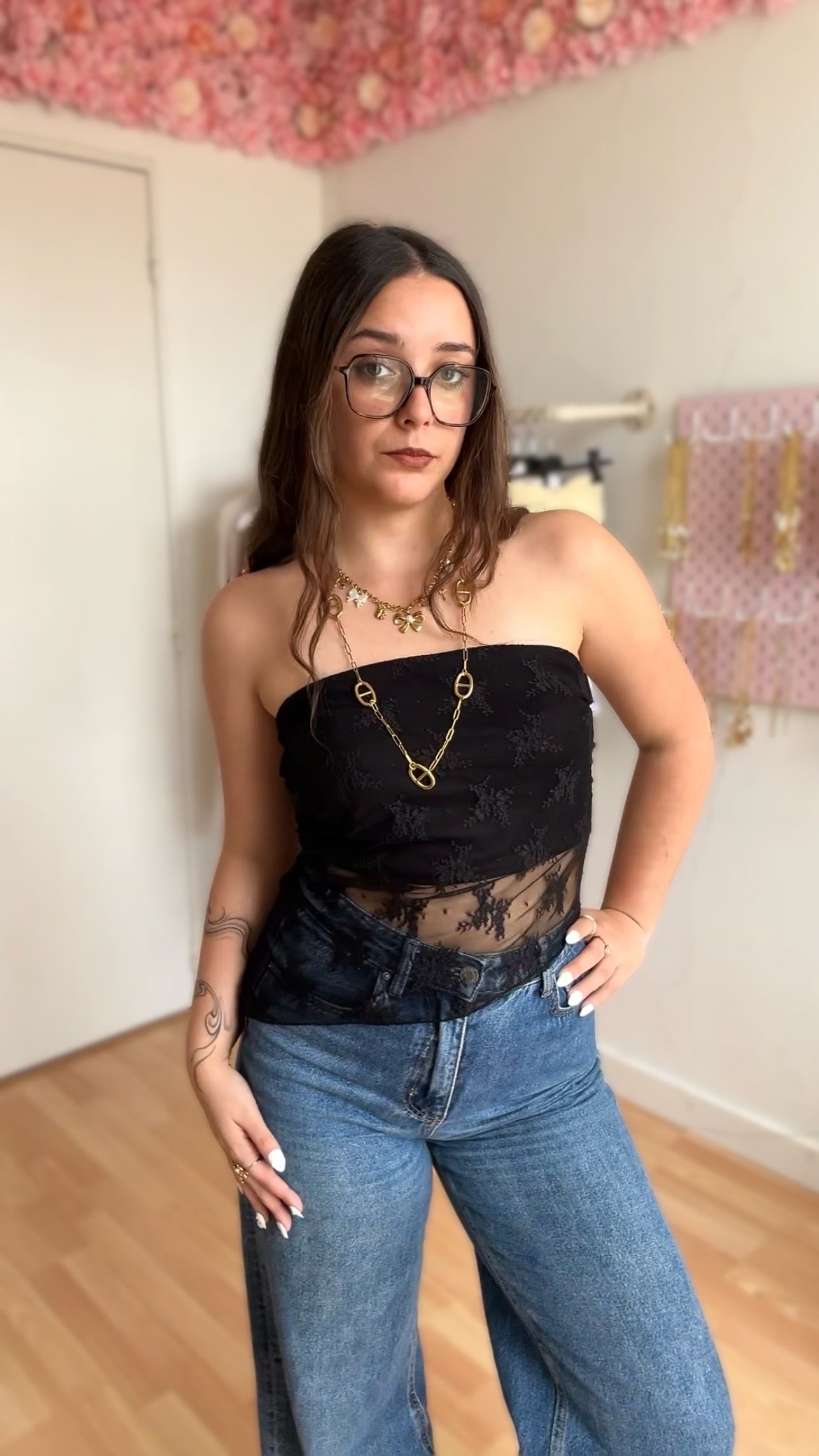 Top bustier Sienna Rose Noir