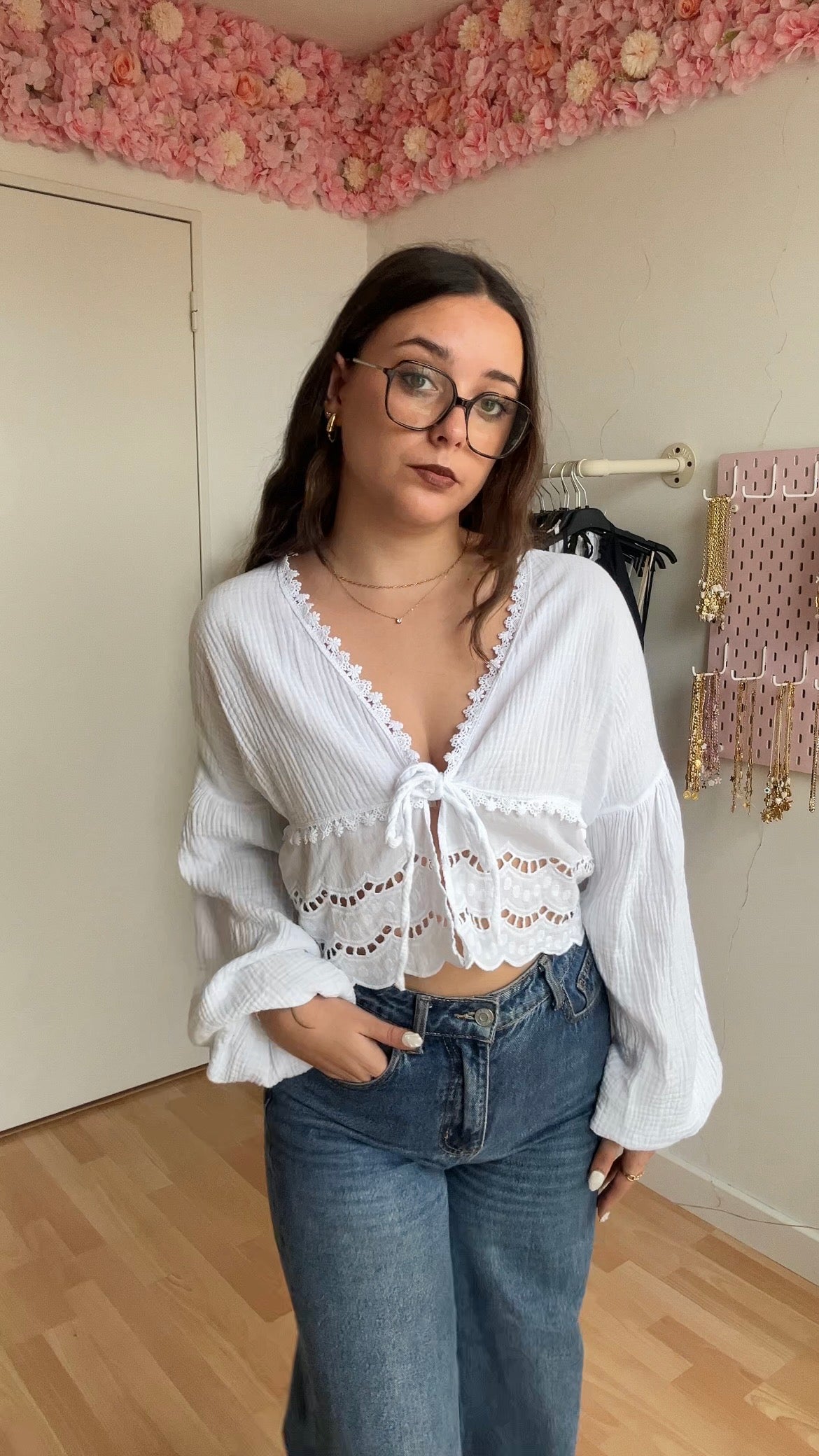 Blouse brodée Lila Blanche