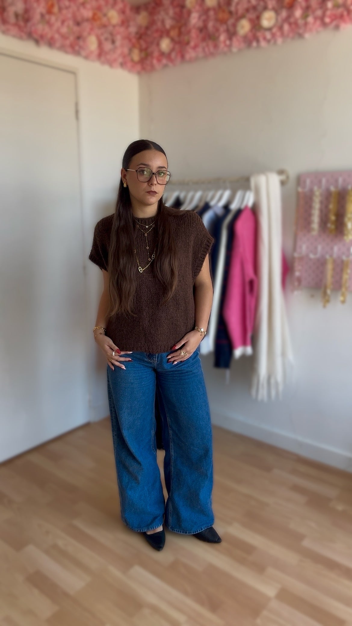 Pull sans manches Manon Marron