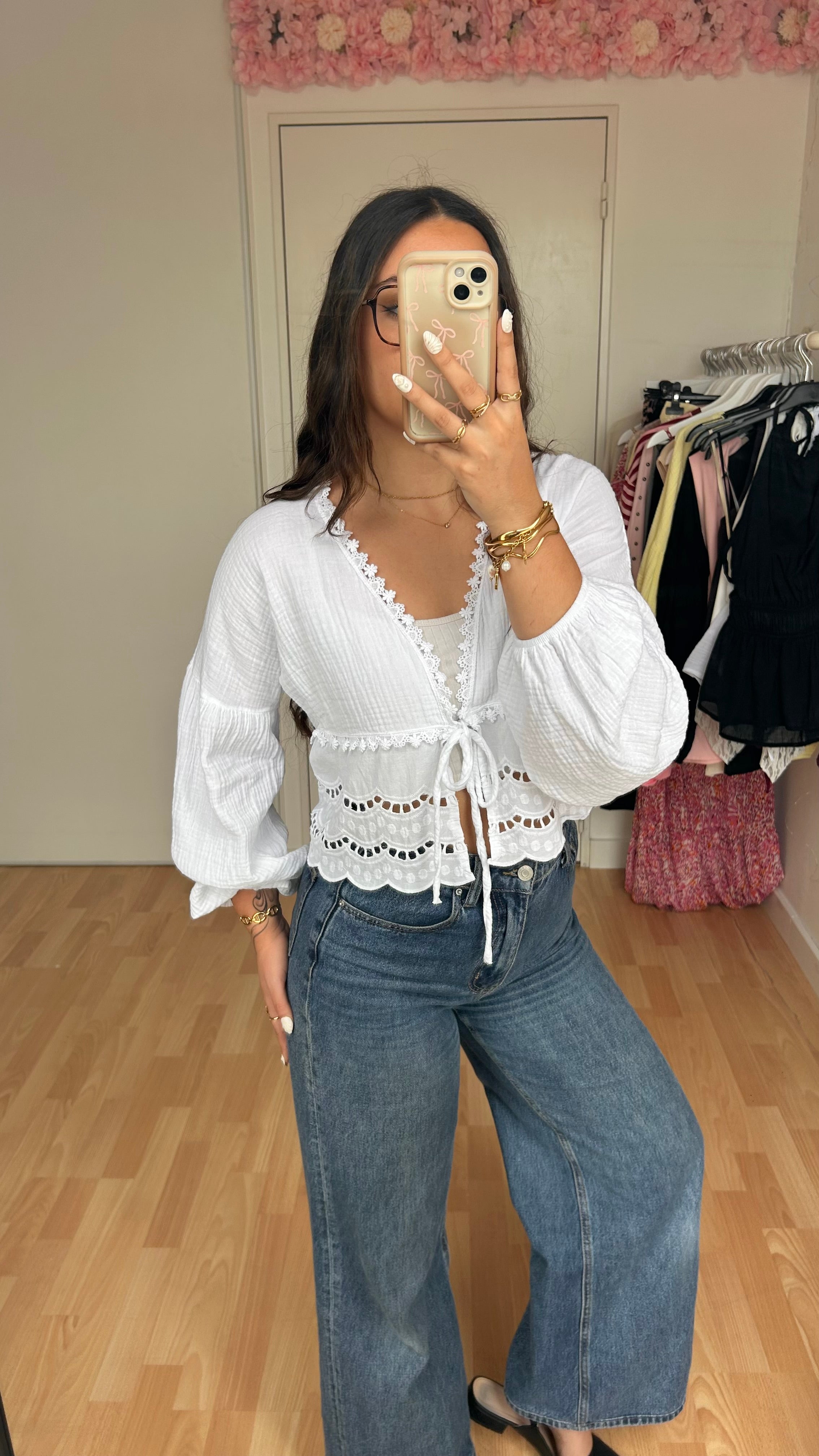 Blouse brodée Lila Blanche