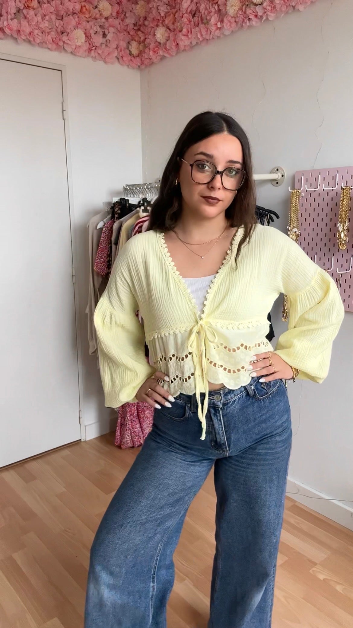Blouse brodée Lila Jaune