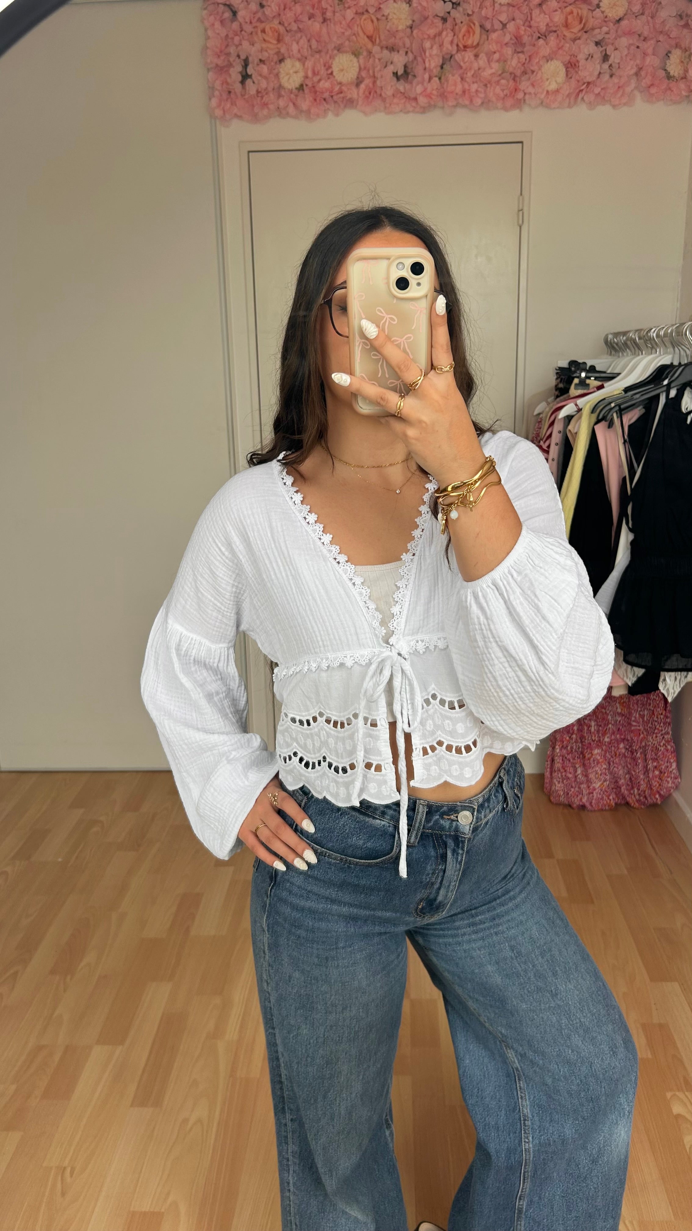Blouse brodée Lila Blanche