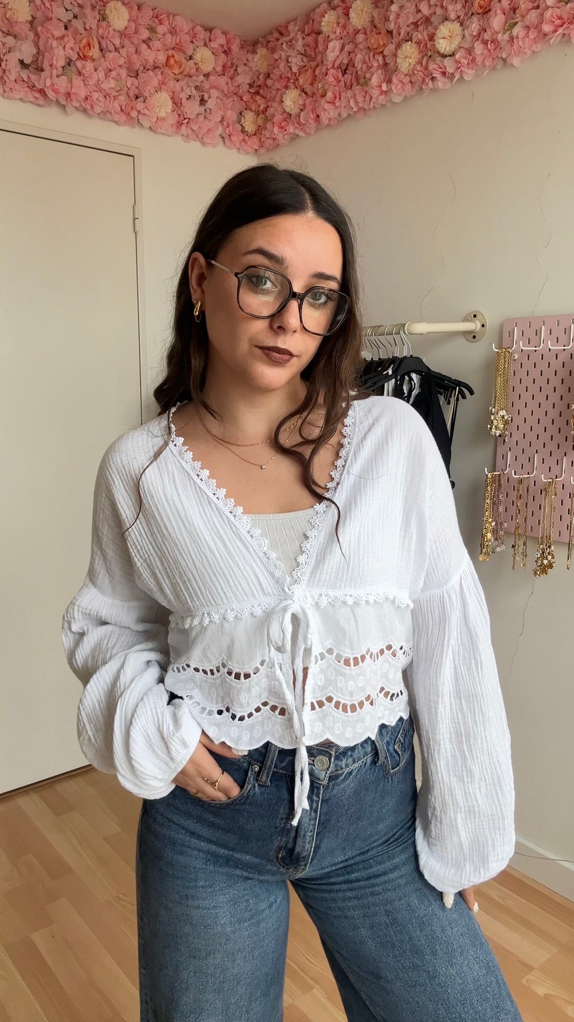 Blouse brodée Lila Blanche