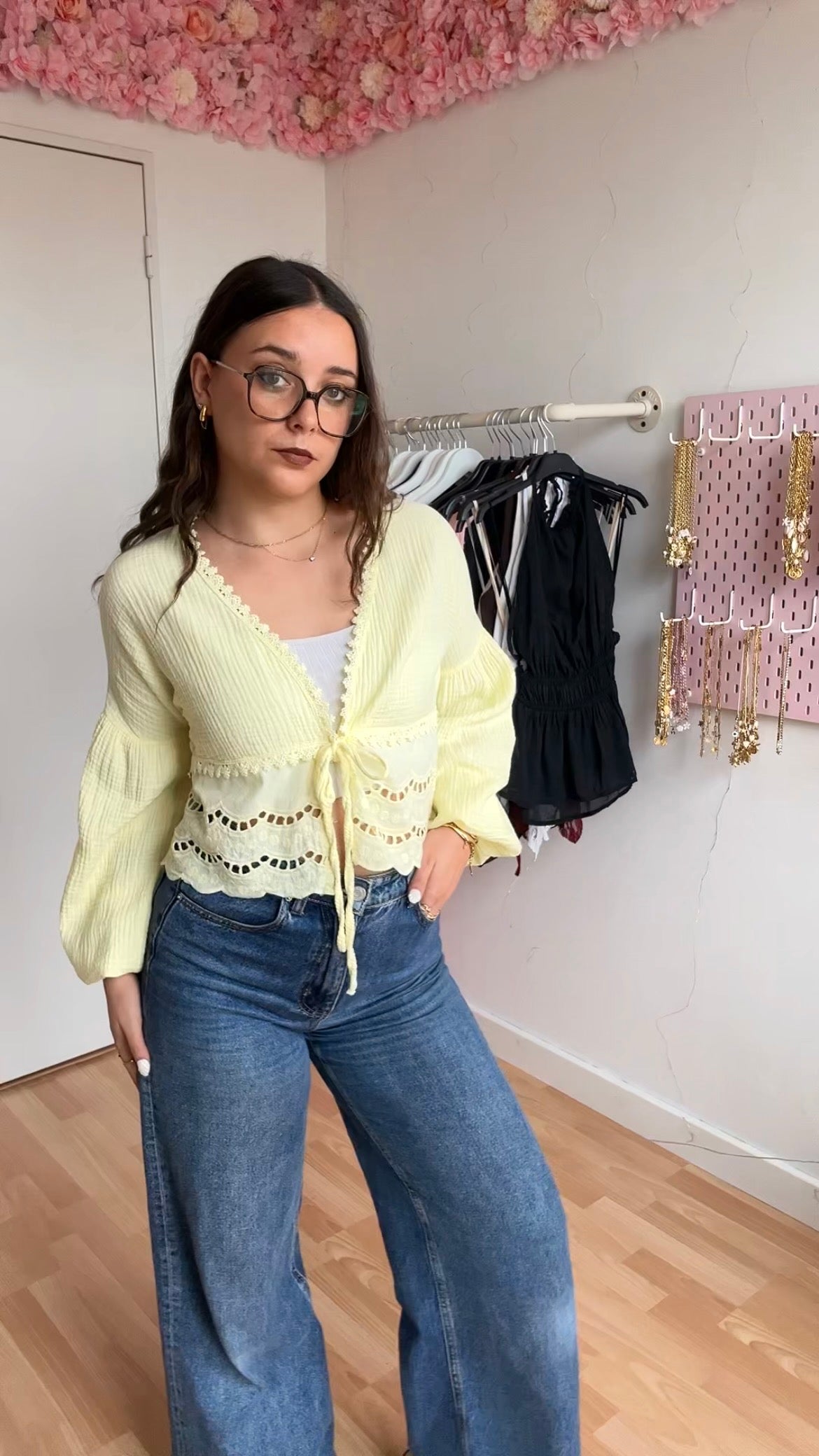 Blouse brodée Lila Jaune