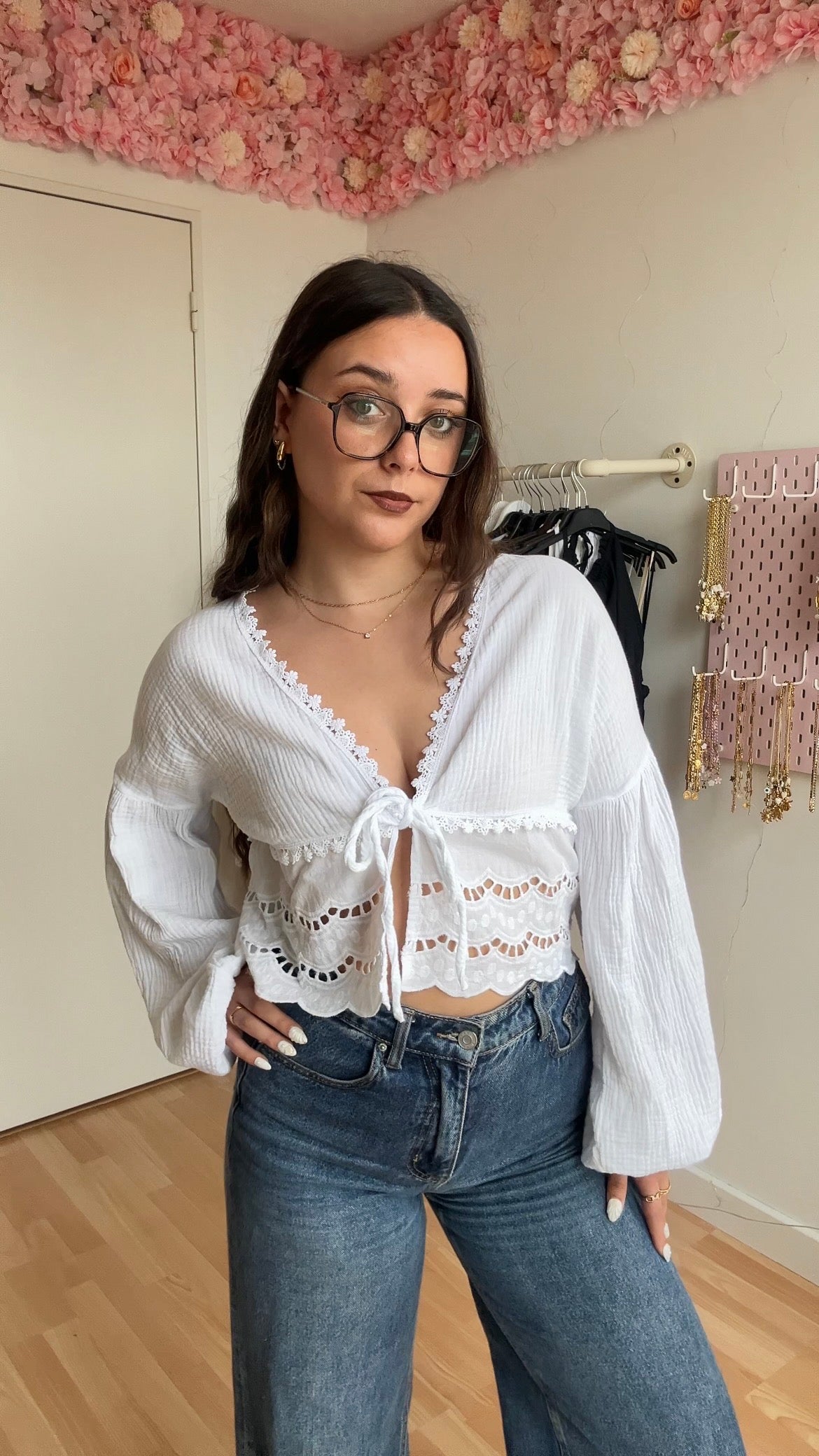 Blouse brodée Lila Blanche
