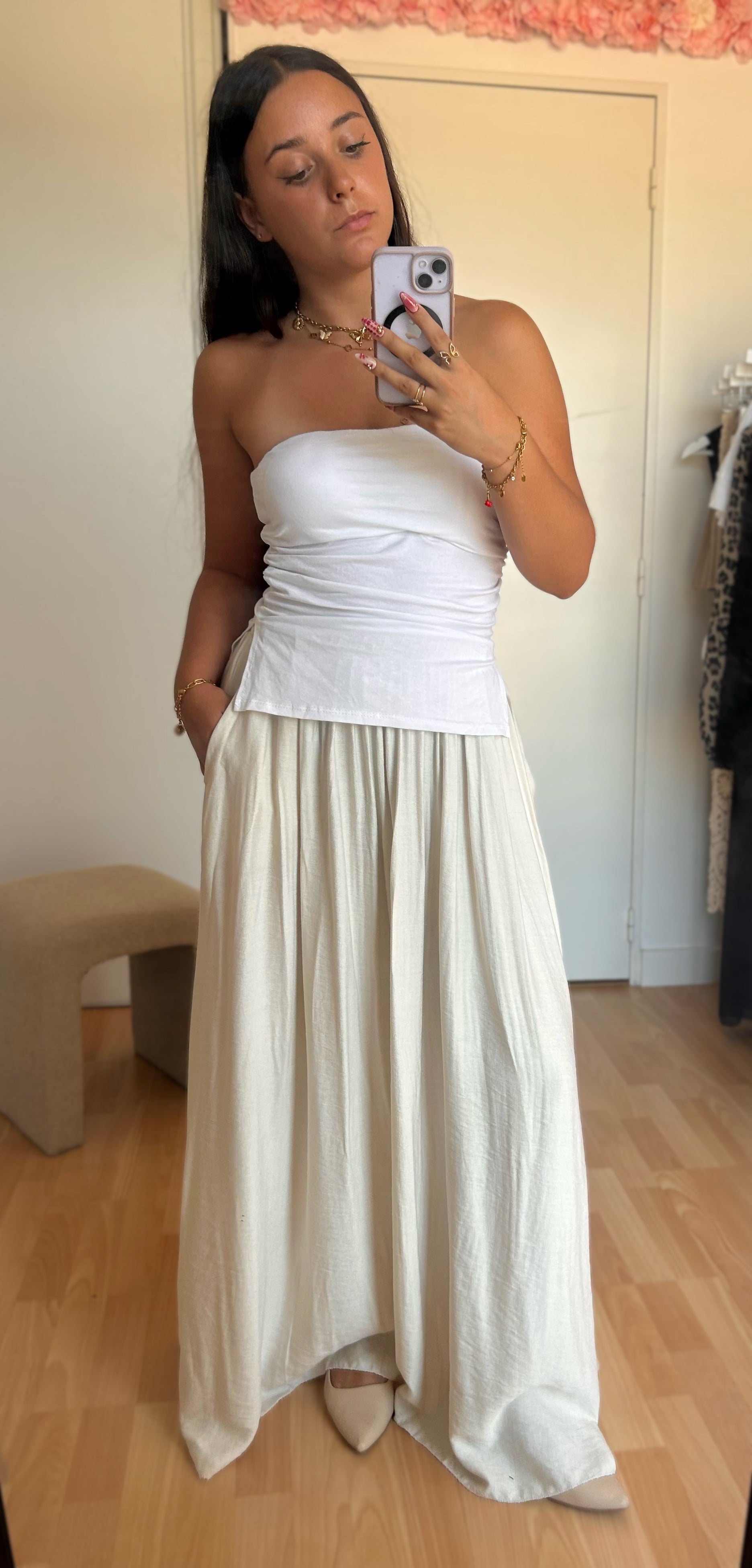 Jupe longue Laurine Beige