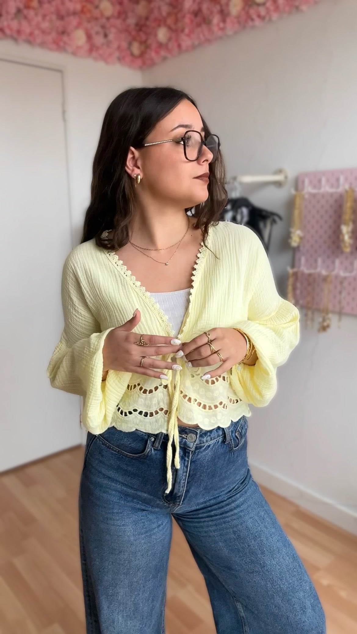 Blouse brodée Lila Jaune