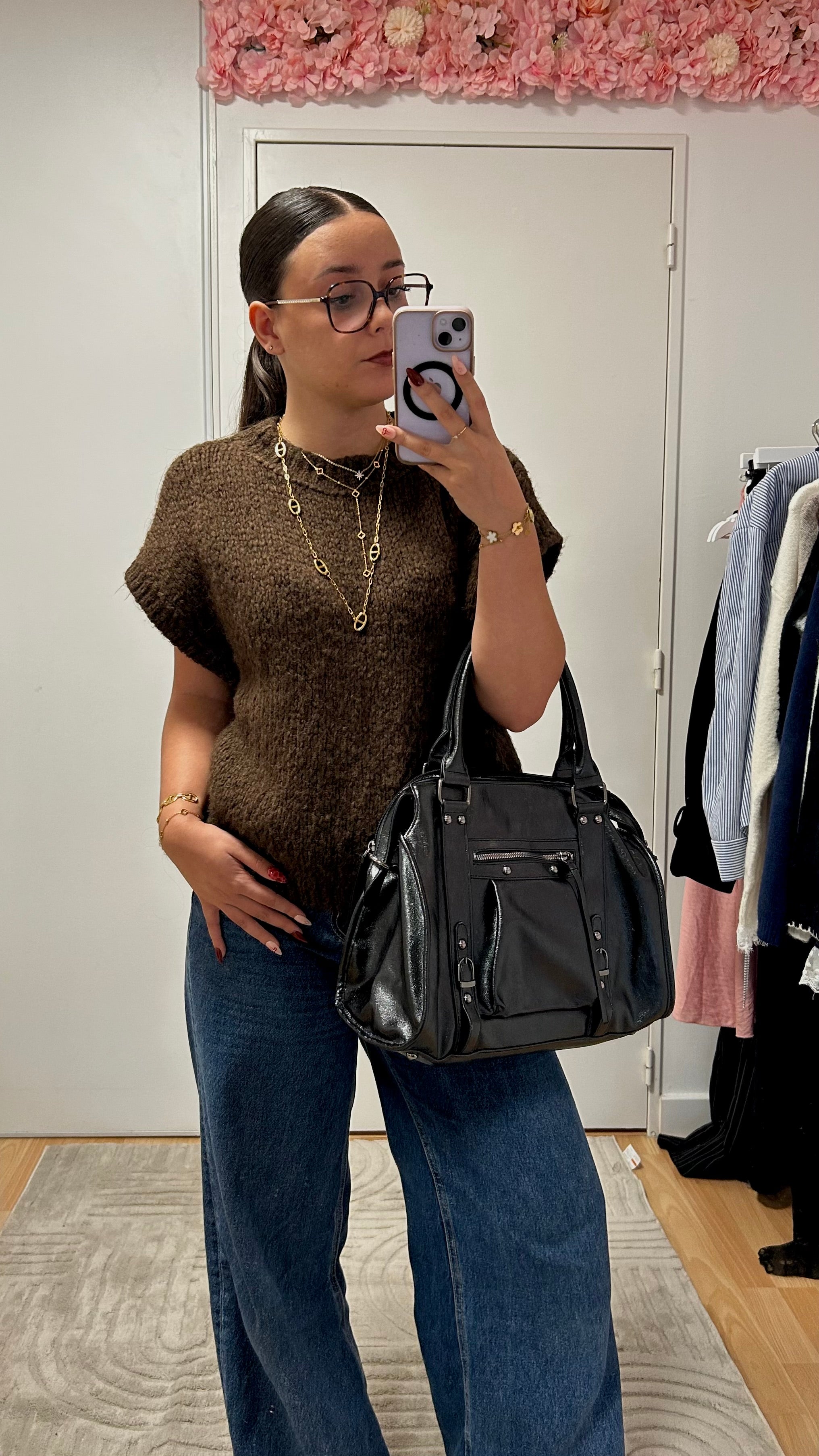 Pull sans manches Manon Marron