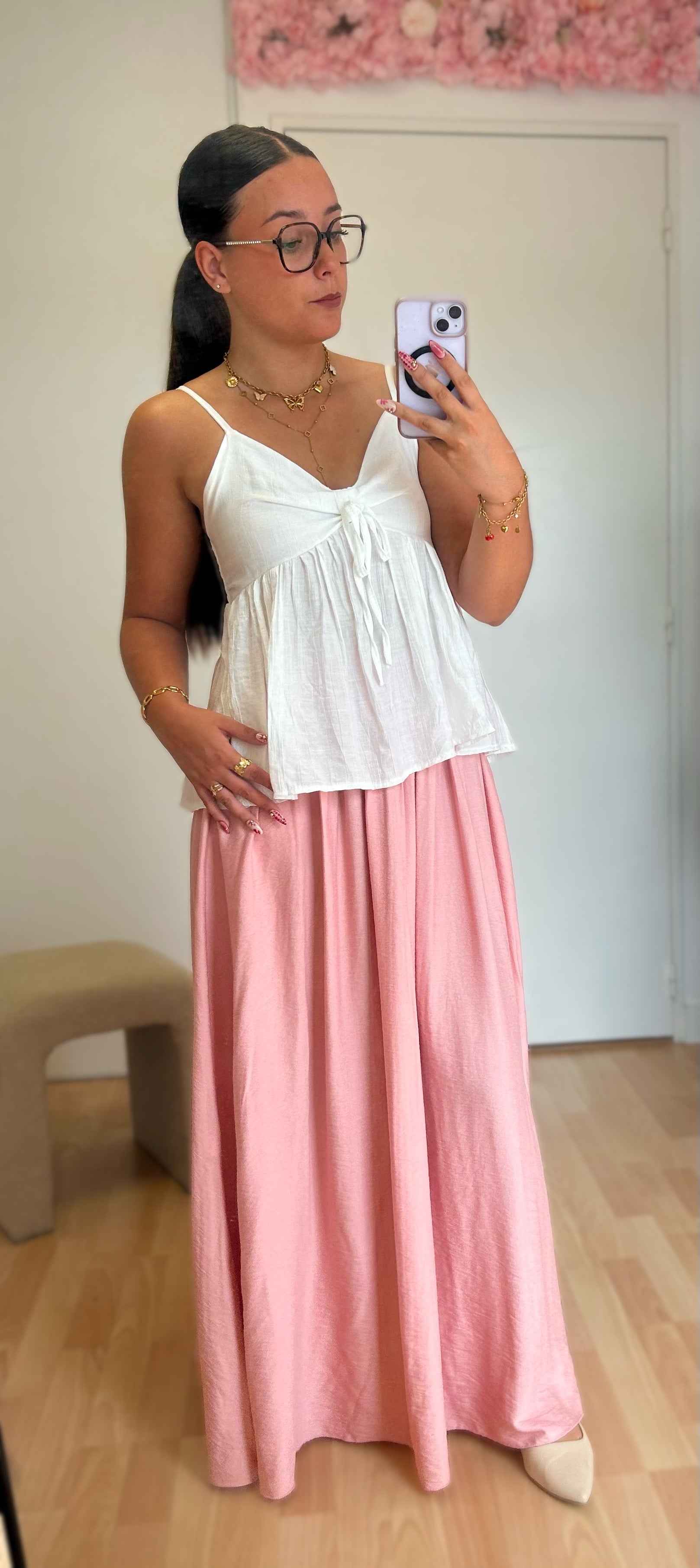 Jupe longue Laurine Rose