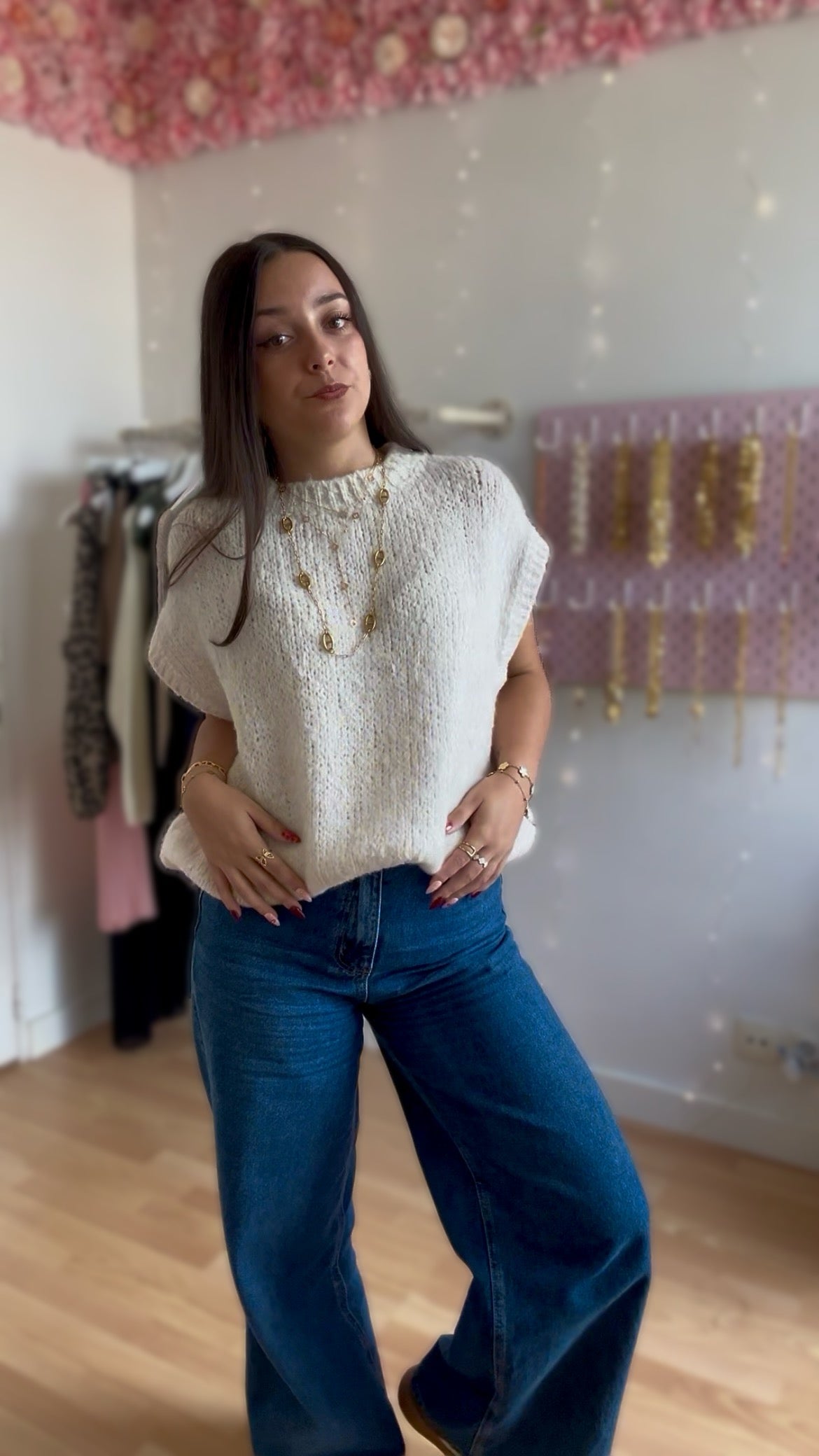 Pull sans manches Manon Crème