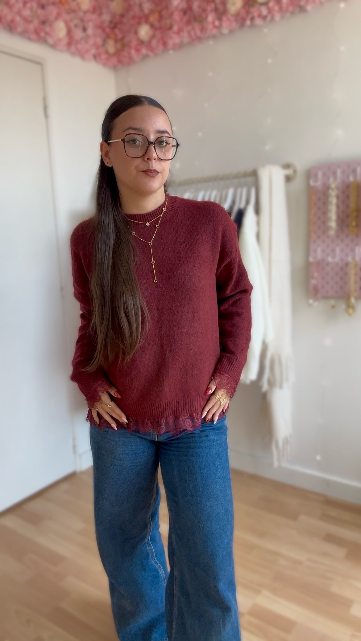Pull Ambre Bordeau
