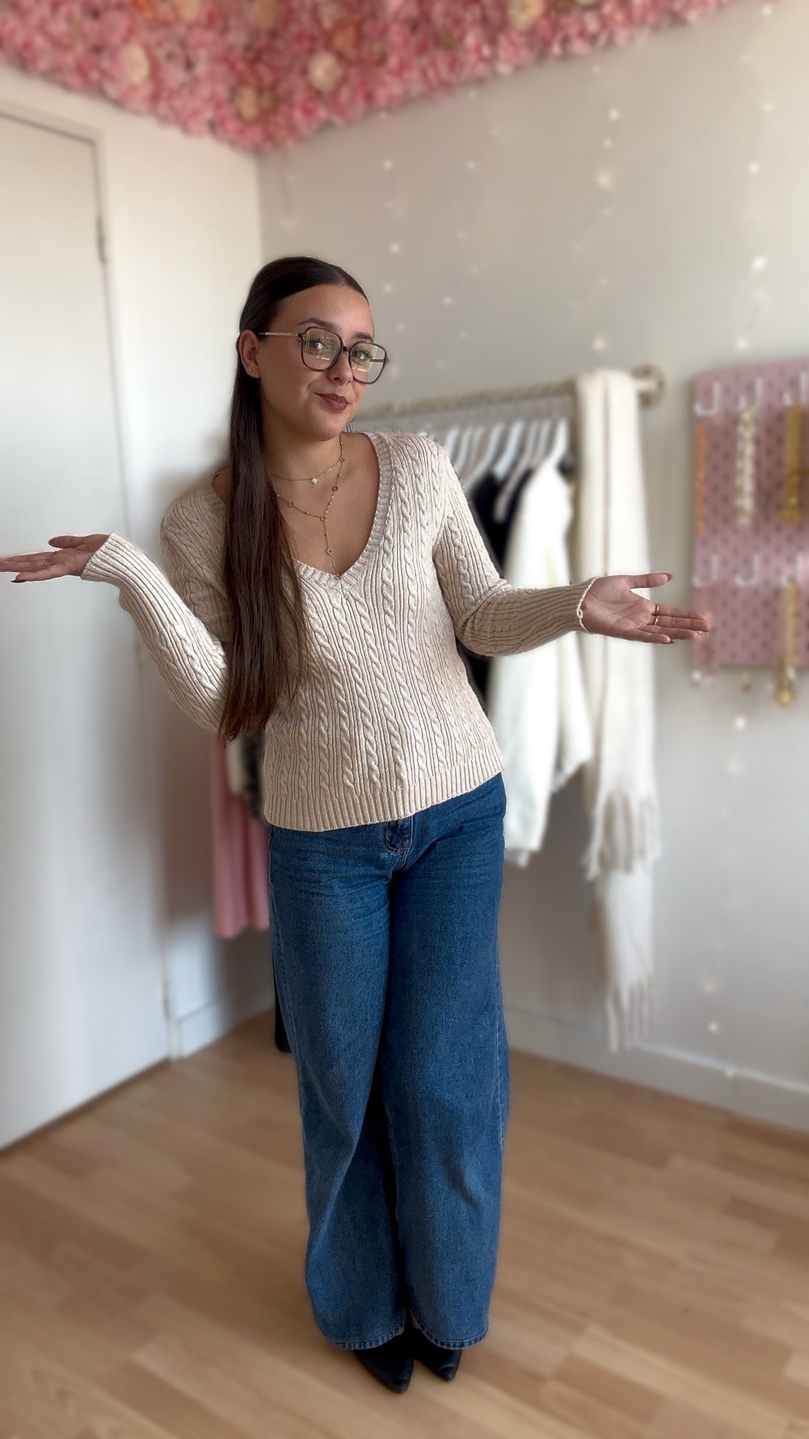 Pull tressé Stella Beige