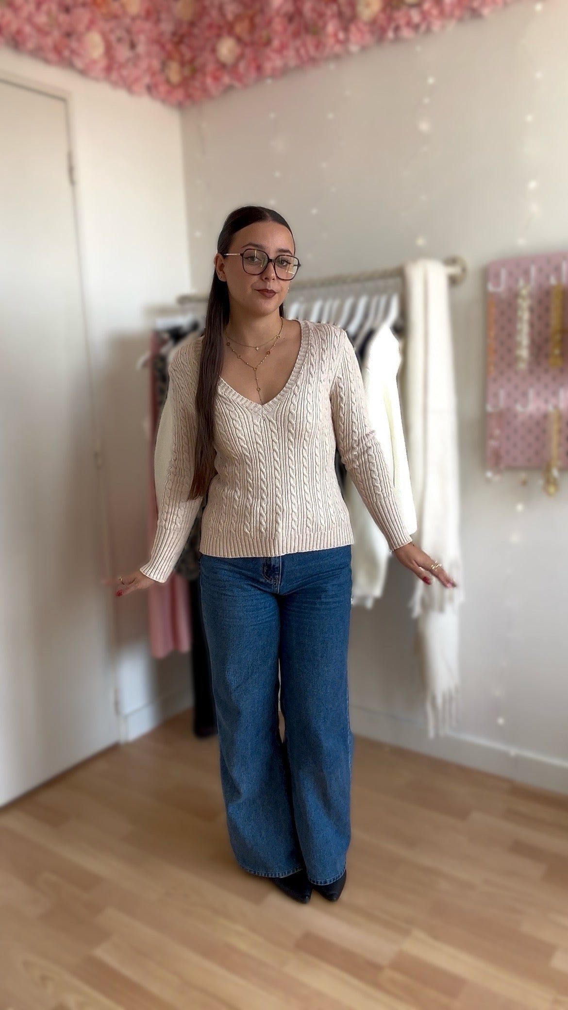 Pull tressé Stella Beige